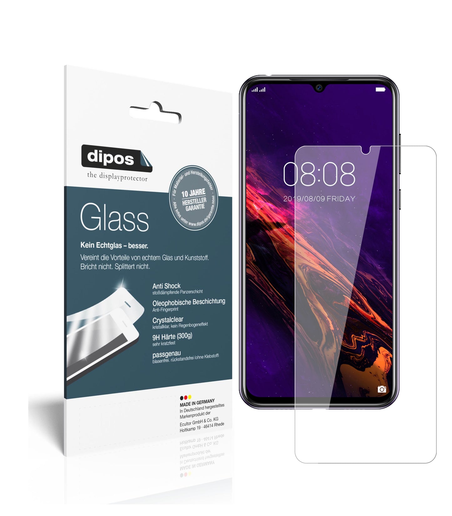 Klare Displayschutzfolie von dipos passend für Doogee N20, 9H kratzfest und blasenfrei montiert