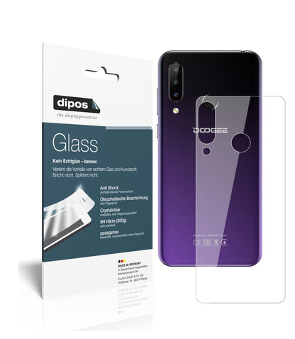 Klare Displayschutzfolie von dipos passend für Doogee N20 Rückseite, 9H kratzfest und blasenfrei montiert