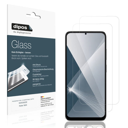 Klare Displayschutzfolie von dipos passend für DOOGEE Note 56X, 9H kratzfest und blasenfrei montiert
