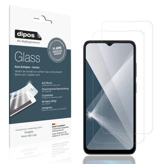 Klare Displayschutzfolie von dipos passend für Doogee Note 56X Lite, 9H kratzfest und blasenfrei montiert