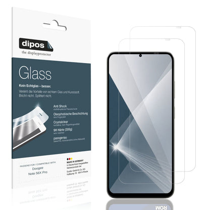 Klare Displayschutzfolie von dipos passend für Doogee Note 56X Pro, 9H kratzfest und blasenfrei montiert