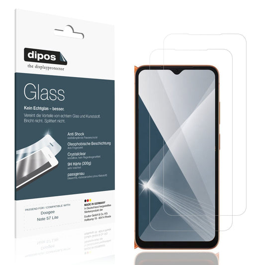 Klare Displayschutzfolie von dipos passend für Doogee Note 57 Lite, 9H kratzfest und blasenfrei montiert