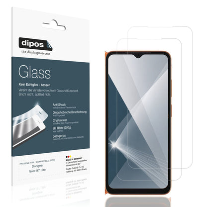 Klare Displayschutzfolie von dipos passend für Doogee Note 57 Lite, 9H kratzfest und blasenfrei montiert