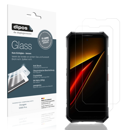 Klare Displayschutzfolie von dipos passend für Doogee S300 Pro, 9H kratzfest und blasenfrei montiert