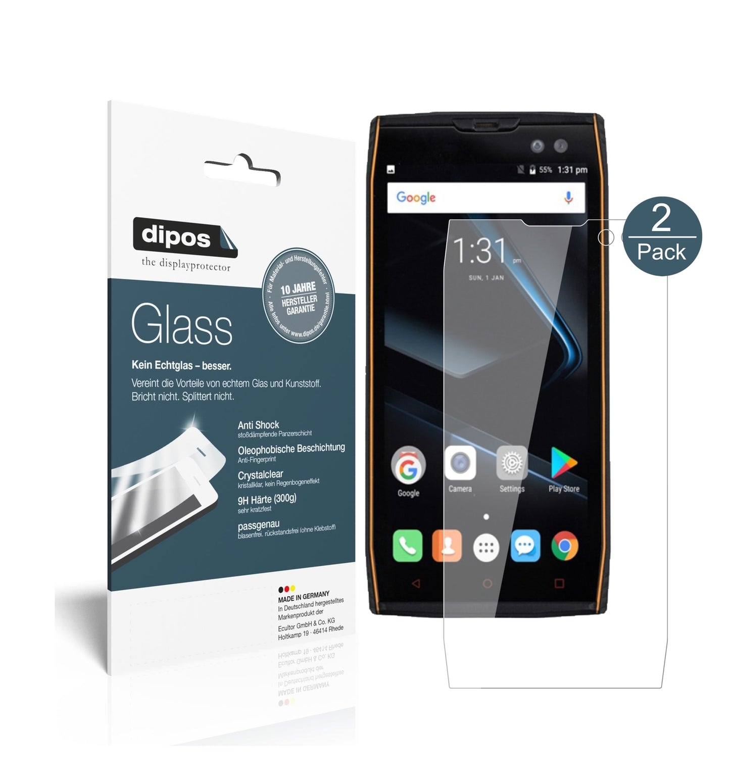 Klare Displayschutzfolie von dipos passend für Doogee S50, 9H kratzfest und blasenfrei montiert