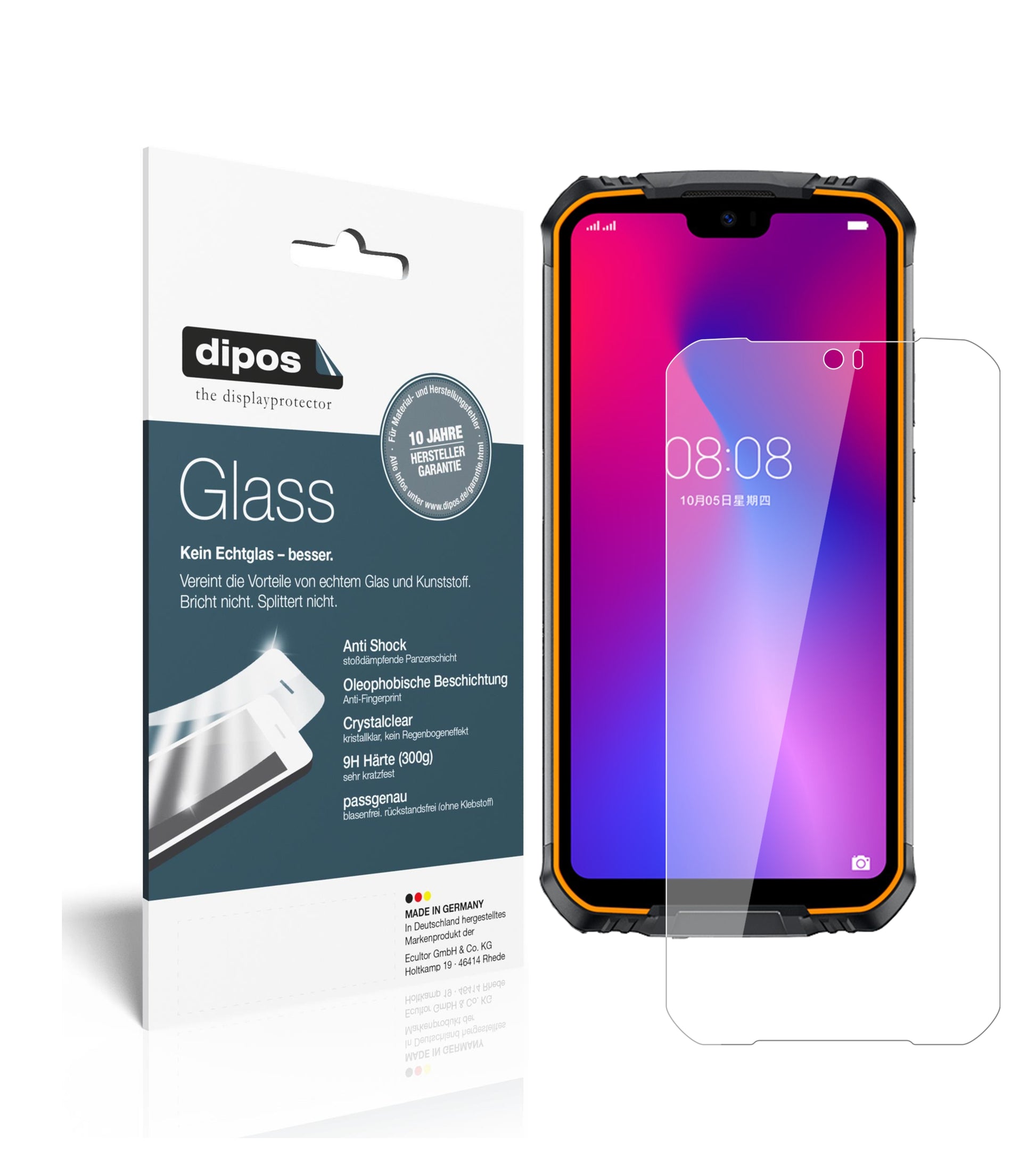 Klare Displayschutzfolie von dipos passend für Doogee S68 Pro, 9H kratzfest und blasenfrei montiert