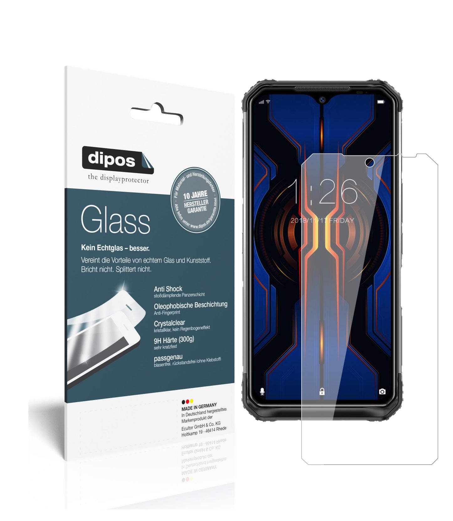 Klare Displayschutzfolie von dipos passend für Doogee S95 Pro, 9H kratzfest und blasenfrei montiert