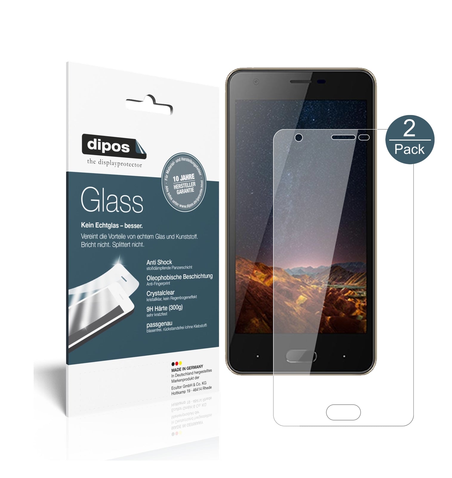 Klare Displayschutzfolie von dipos passend für Doogee X20L, 9H kratzfest und blasenfrei montiert