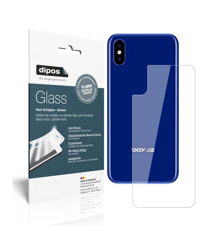 Klare Displayschutzfolie von dipos passend für Doogee X50L Rückseite, 9H kratzfest und blasenfrei montiert