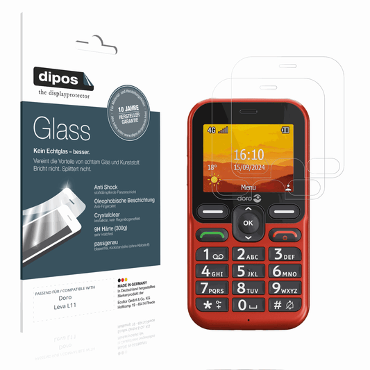 Klare Displayschutzfolie von dipos passend für Doro Leva L11, 9H kratzfest und blasenfrei montiert