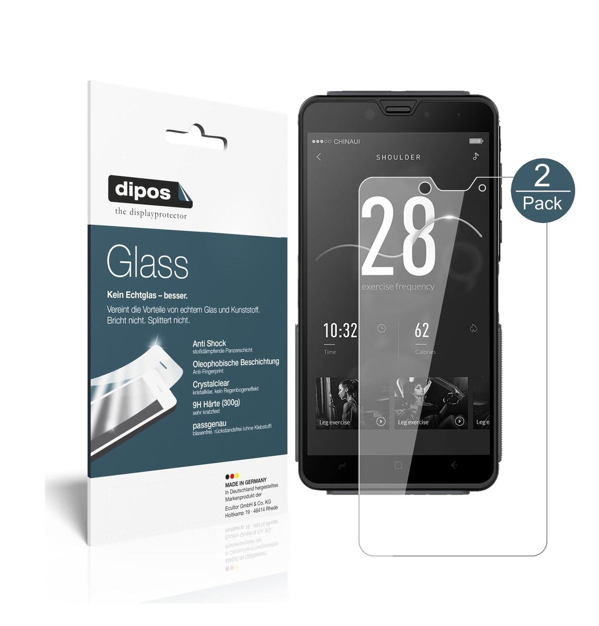 Klare Displayschutzfolie von dipos passend für Elephone Fighter, 9H kratzfest und blasenfrei montiert