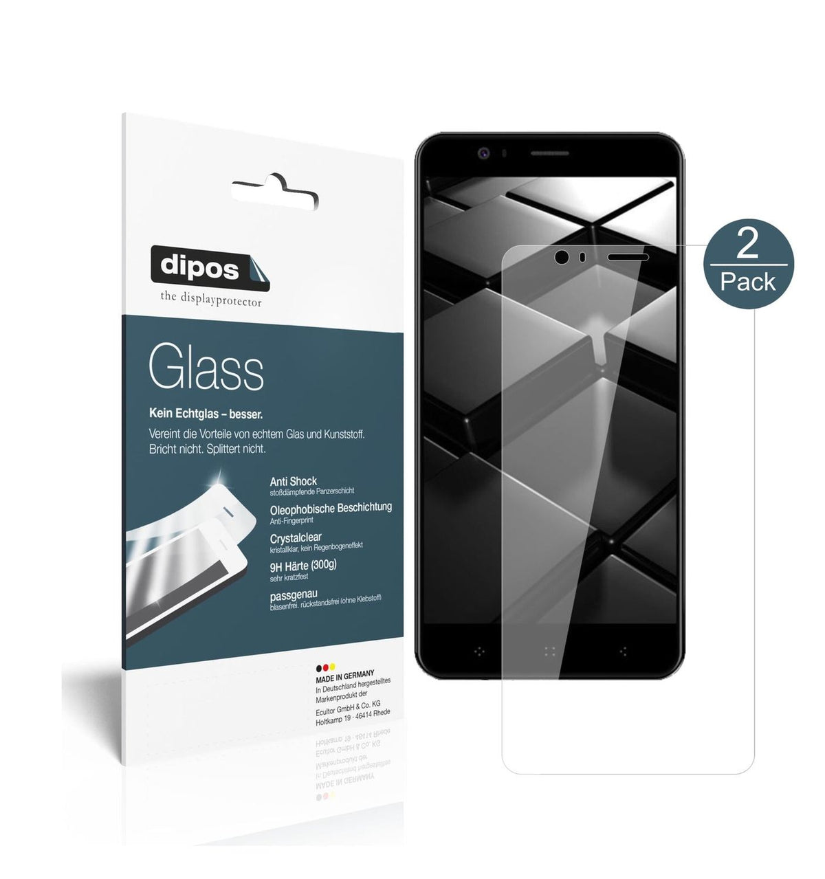 Klare Displayschutzfolie von dipos passend für Elephone P8 Mini, 9H kratzfest und blasenfrei montiert
