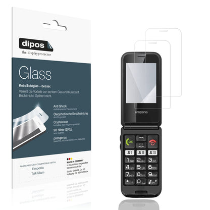 Klare Displayschutzfolie von dipos passend für Emporia TalkGlam, 9H kratzfest und blasenfrei montiert