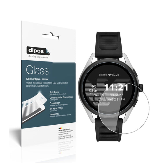 Klare Displayschutzfolie von dipos passend für Emporio Armani Smartwatch 3, 9H kratzfest und blasenfrei montiert