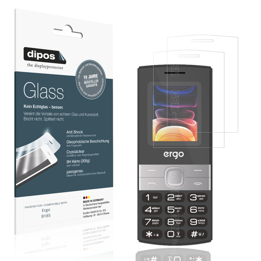 Klare Displayschutzfolie von dipos passend für Ergo B185, 9H kratzfest und blasenfrei montiert