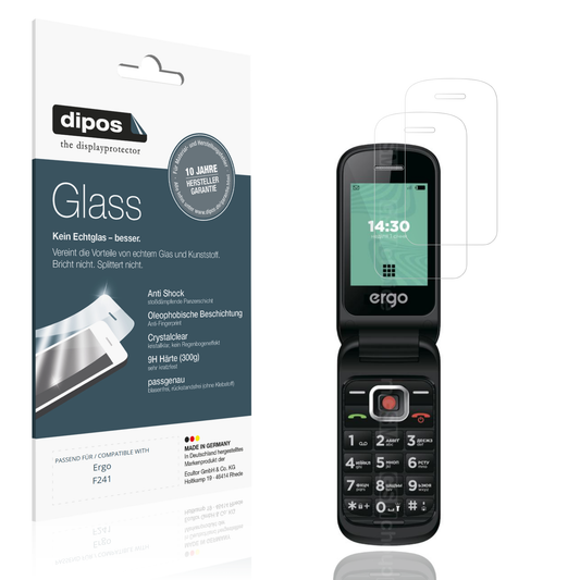 Klare Displayschutzfolie von dipos passend für Ergo F241, 9H kratzfest und blasenfrei montiert