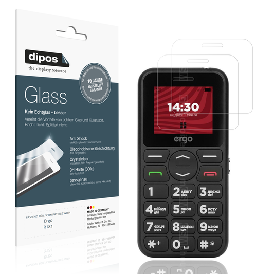 Klare Displayschutzfolie von dipos passend für Ergo R181, 9H kratzfest und blasenfrei montiert