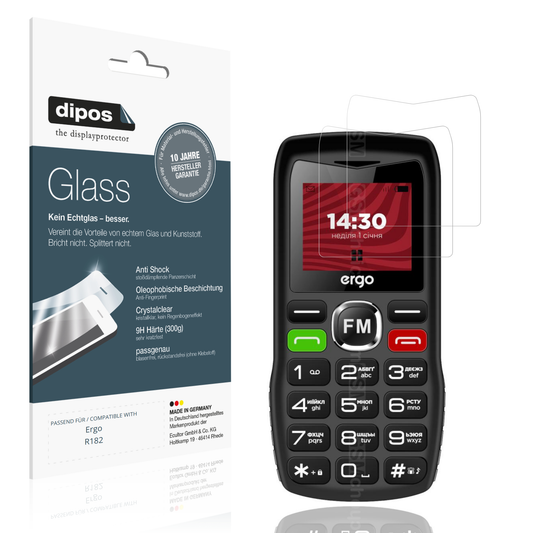 Klare Displayschutzfolie von dipos passend für Ergo R182, 9H kratzfest und blasenfrei montiert