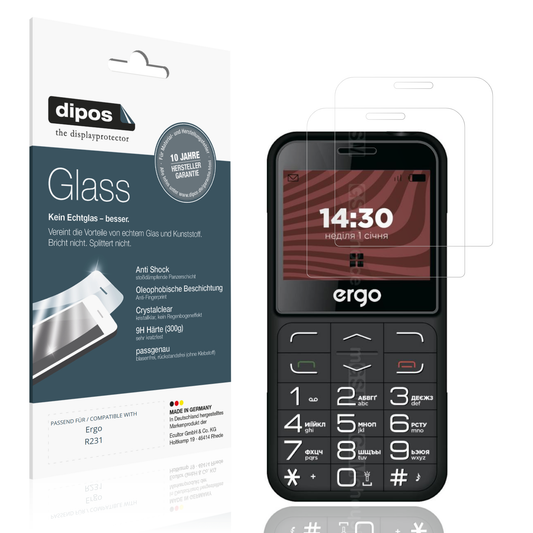 Klare Displayschutzfolie von dipos passend für Ergo R231, 9H kratzfest und blasenfrei montiert