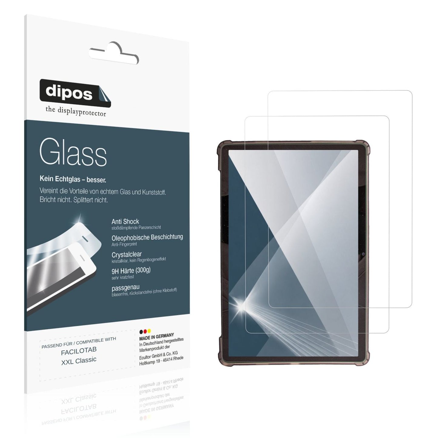 Klare Displayschutzfolie von dipos passend für FACILOTAB XXL Classic, 9H kratzfest und blasenfrei montiert