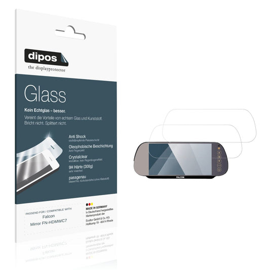 Klare Displayschutzfolie von dipos passend für Falcon Mirror FN-HDMWC7, 9H kratzfest und blasenfrei montiert