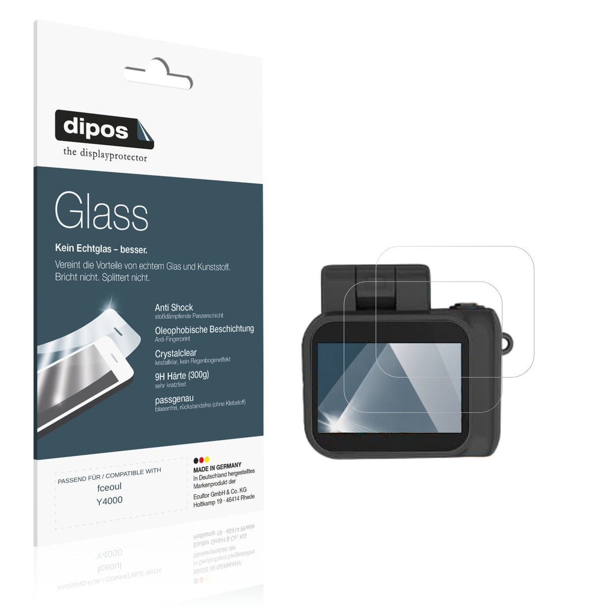 Klare Displayschutzfolie von dipos passend für fceoul Y4000, 9H kratzfest und blasenfrei montiert