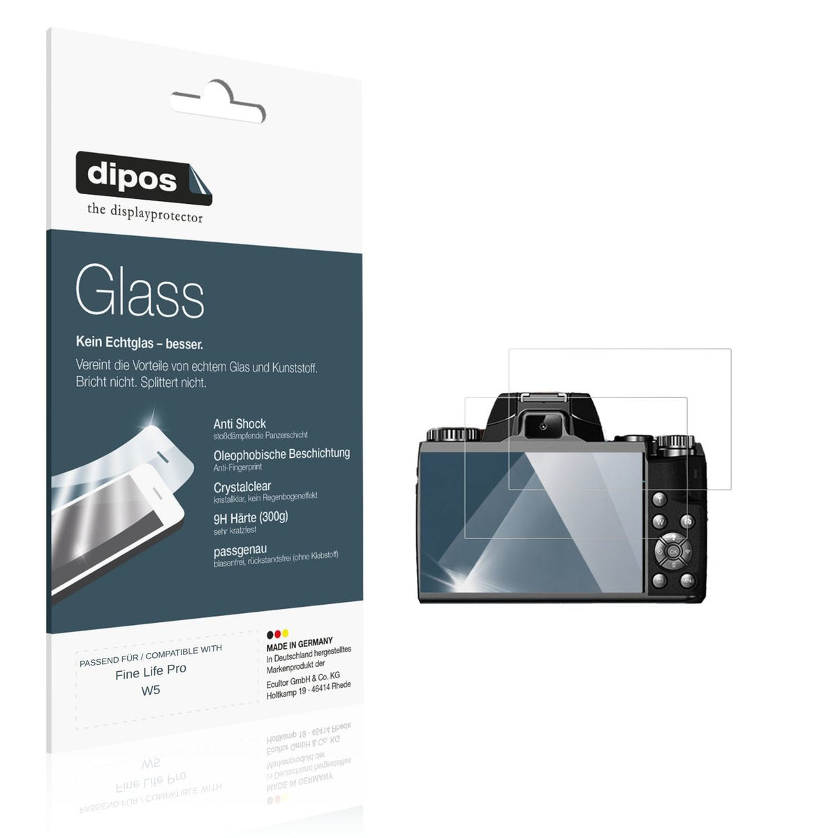 Klare Displayschutzfolie von dipos passend für Fine Life Pro W5, 9H kratzfest und blasenfrei montiert