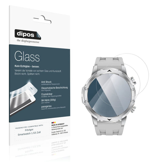 Klare Displayschutzfolie von dipos passend für FitVigor Smartwatch 1.53 Zoll, 9H kratzfest und blasenfrei montiert
