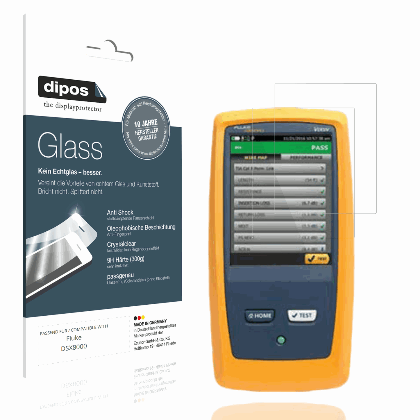 Klare Displayschutzfolie von dipos passend für Fluke DSX8000, 9H kratzfest und blasenfrei montiert