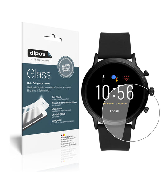 Klare Displayschutzfolie von dipos passend für Fossil The Carlyle HR (5. Gen.), 9H kratzfest und blasenfrei montiert