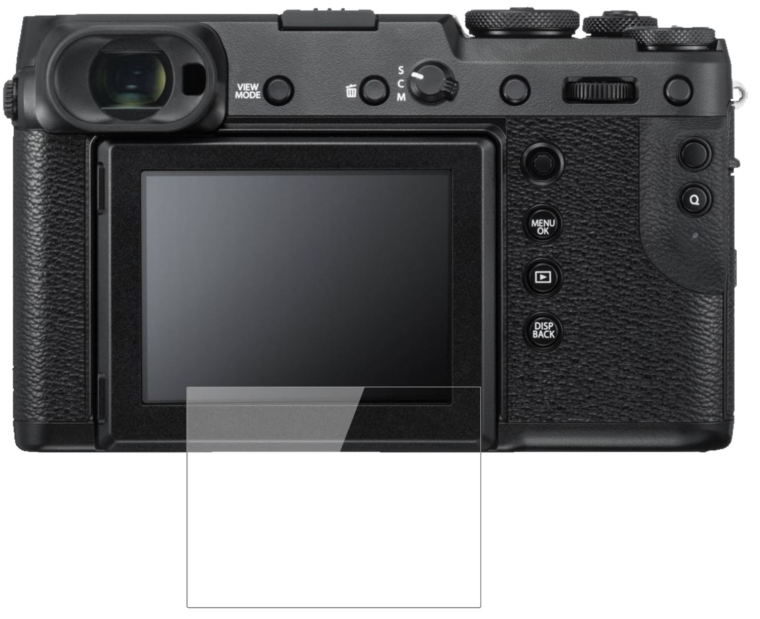 Klare Displayschutzfolie von dipos passend für Fujifilm GFX 50R, 9H kratzfest und blasenfrei montiert