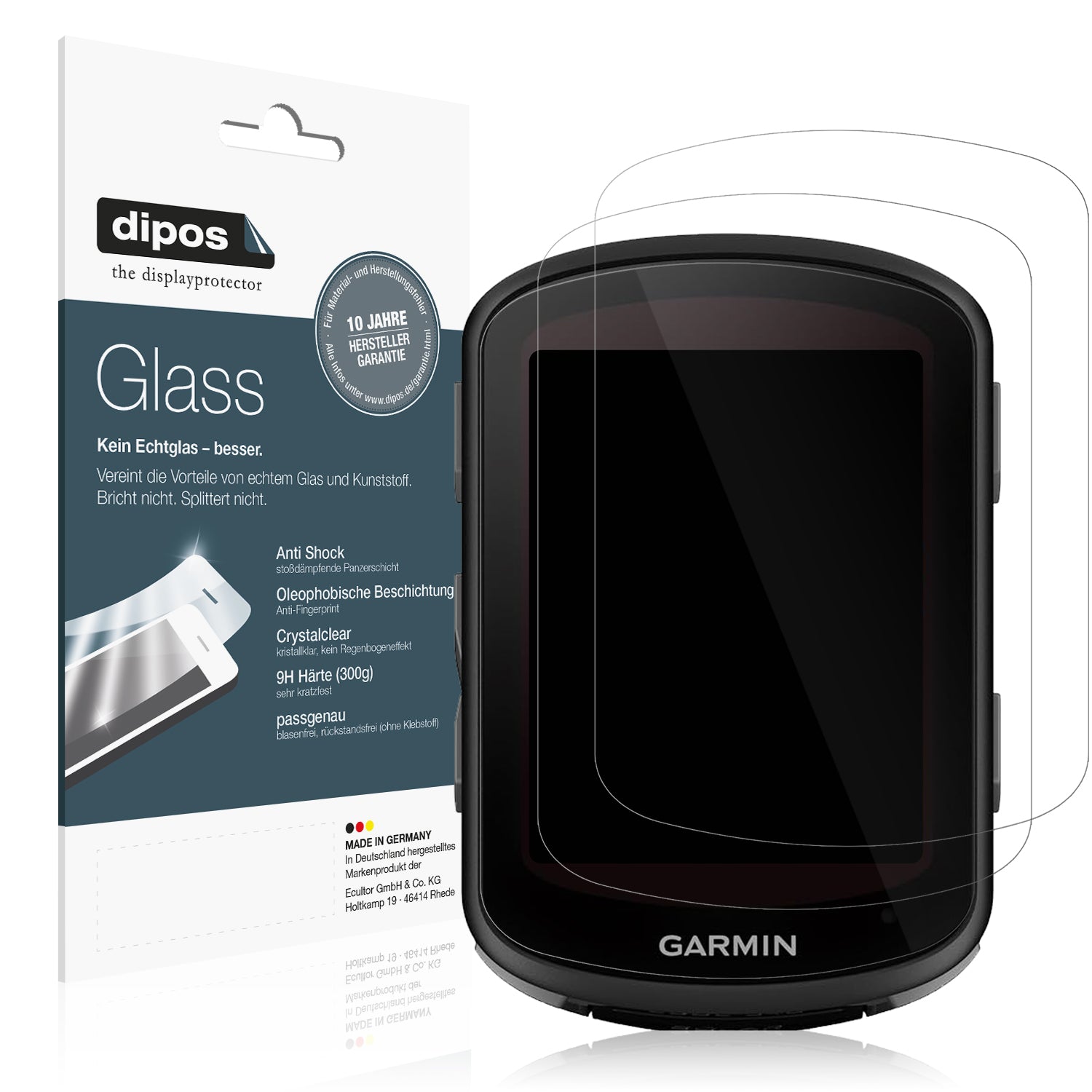 Klare Displayschutzfolie von dipos passend für Garmin Edge 840, 9H kratzfest und blasenfrei montiert