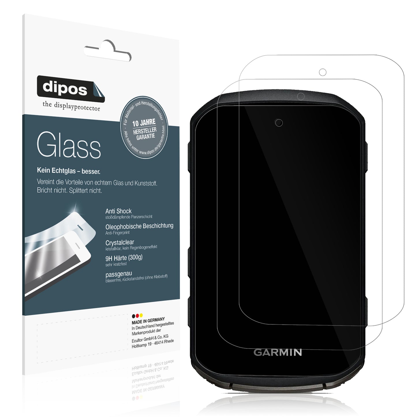 Klare Displayschutzfolie von dipos passend für Garmin Edge 850, 9H kratzfest und blasenfrei montiert