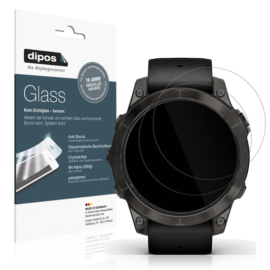 Klare Displayschutzfolie von dipos passend für Garmin Fenix 7 Pro 51mm, 9H kratzfest und blasenfrei montiert