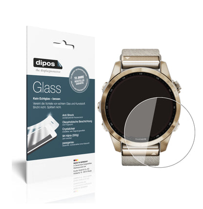 Klare Displayschutzfolie von dipos passend für Garmin Fenix 7S (42 mm), 9H kratzfest und blasenfrei montiert