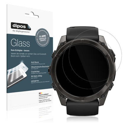 Klare Displayschutzfolie von dipos passend für Garmin Fenix 7x Pro 42mm, 9H kratzfest und blasenfrei montiert