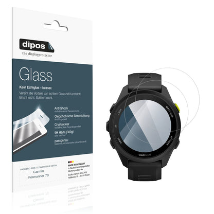Klare Displayschutzfolie von dipos passend für Garmin Forerunner 70, 9H kratzfest und blasenfrei montiert