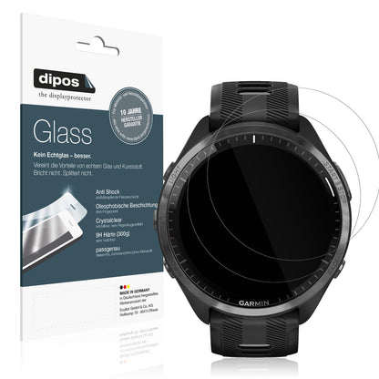Klare Displayschutzfolie von dipos passend für Garmin Forerunner 965, 9H kratzfest und blasenfrei montiert
