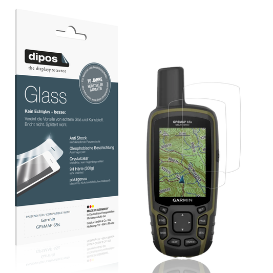 Klare Displayschutzfolie von dipos passend für Garmin GPSMAP 65s, 9H kratzfest und blasenfrei montiert
