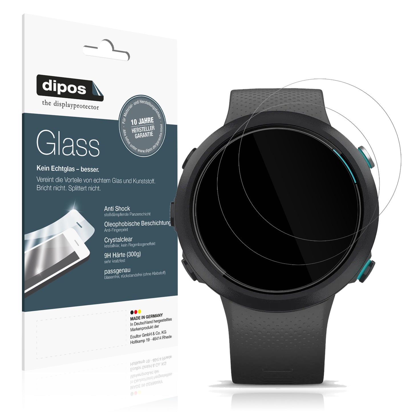 Klare Displayschutzfolie von dipos passend für Garmin Swim 2, 9H kratzfest und blasenfrei montiert