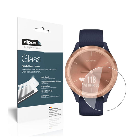 Klare Displayschutzfolie von dipos passend für Garmin Vivomove 3s, 9H kratzfest und blasenfrei montiert