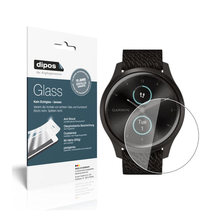Klare Displayschutzfolie von dipos passend für Garmin Vivomove Style, 9H kratzfest und blasenfrei montiert