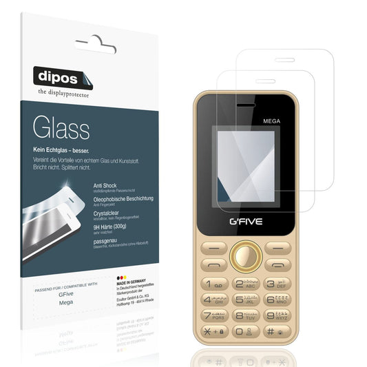 Klare Displayschutzfolie von dipos passend für GFive Mega, 9H kratzfest und blasenfrei montiert