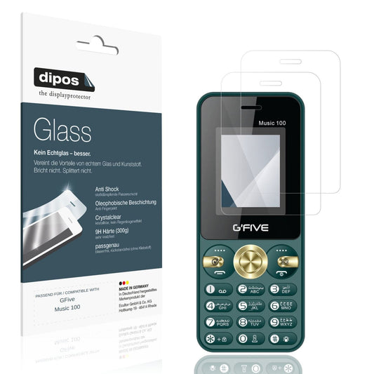 Klare Displayschutzfolie von dipos passend für GFive Music 100, 9H kratzfest und blasenfrei montiert