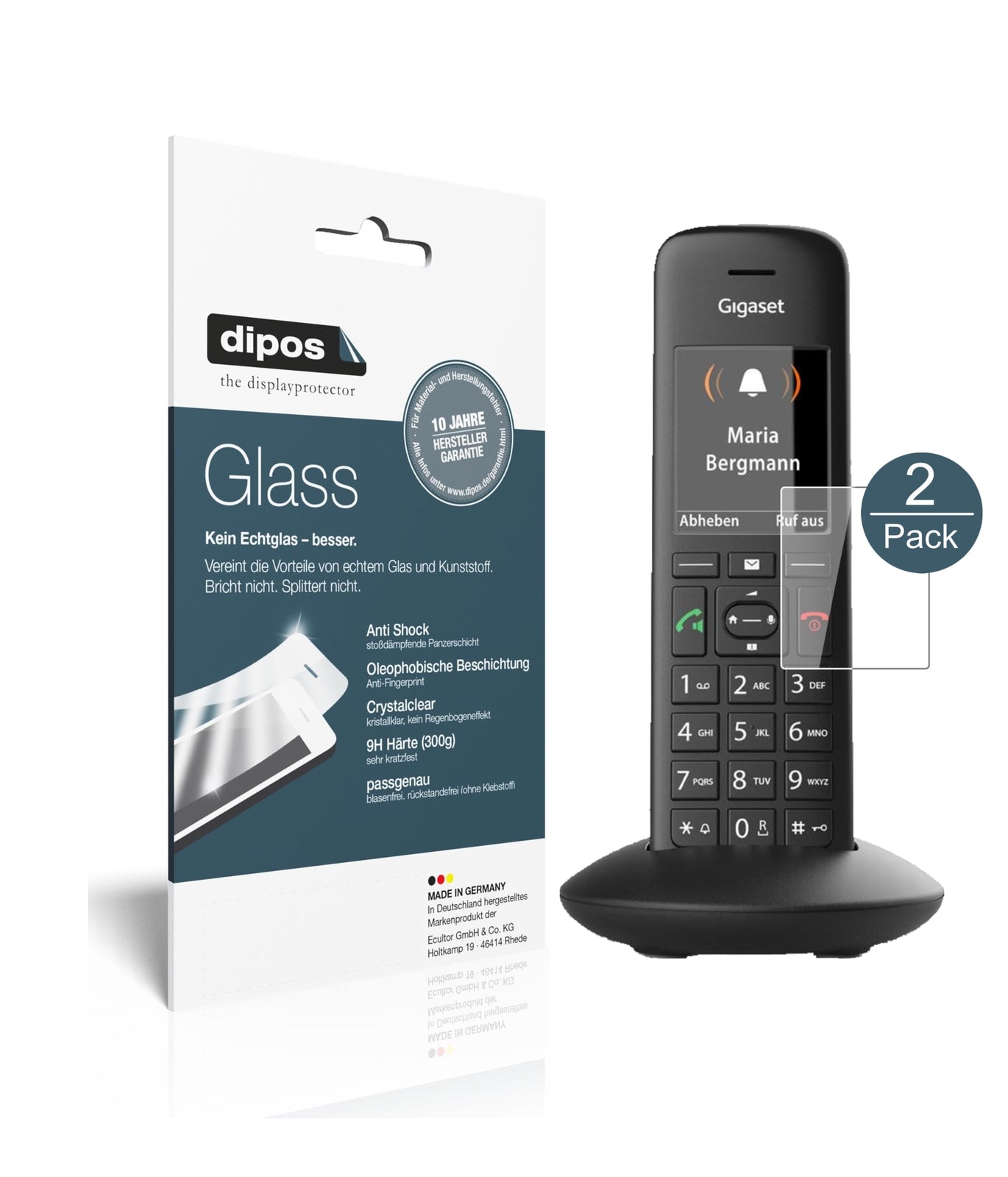 Klare Displayschutzfolie von dipos passend für Gigaset C570, 9H kratzfest und blasenfrei montiert