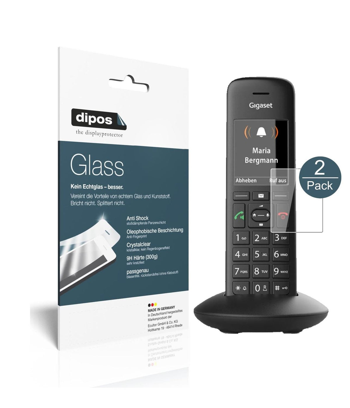 Klare Displayschutzfolie von dipos passend für Gigaset C570HX, 9H kratzfest und blasenfrei montiert