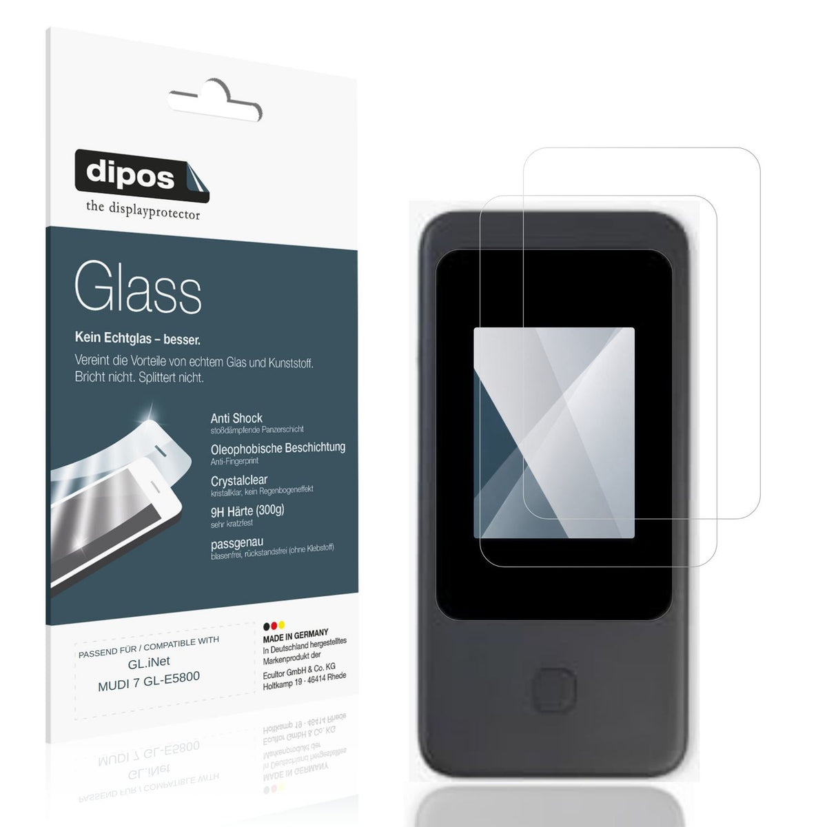 Klare Displayschutzfolie von dipos passend für GL.iNet MUDI 7 GL-E5800, 9H kratzfest und blasenfrei montiert