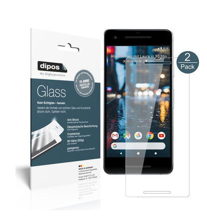 Klare Displayschutzfolie von dipos passend für Google Pixel 2, 9H kratzfest und blasenfrei montiert