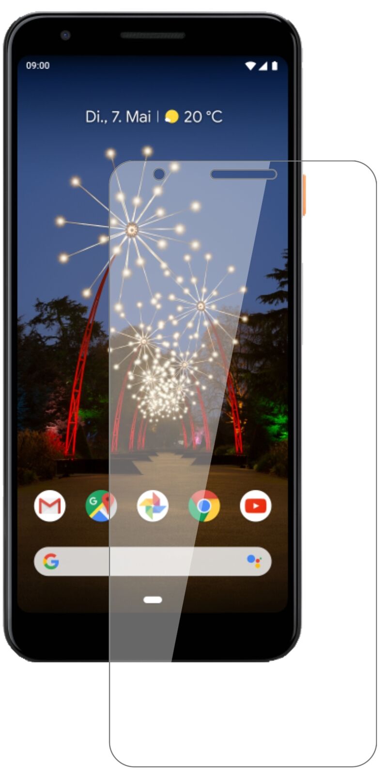 Klare Displayschutzfolie von dipos passend für Google Pixel 3a, 9H kratzfest und blasenfrei montiert