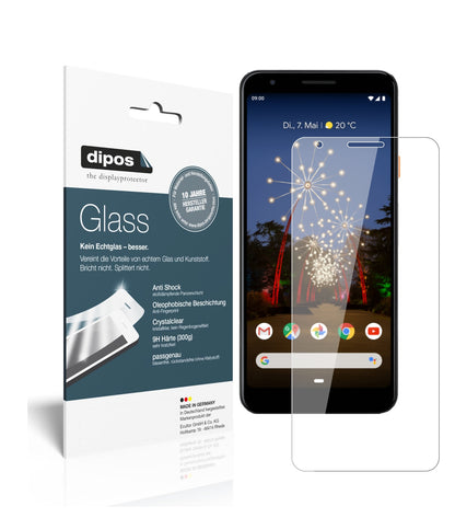 Klare Displayschutzfolie von dipos passend für Google Pixel 3a XL, 9H kratzfest und blasenfrei montiert